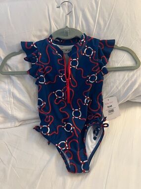 Baby Girl Navy Rope-Print One-Piece Swimsuit - 36M